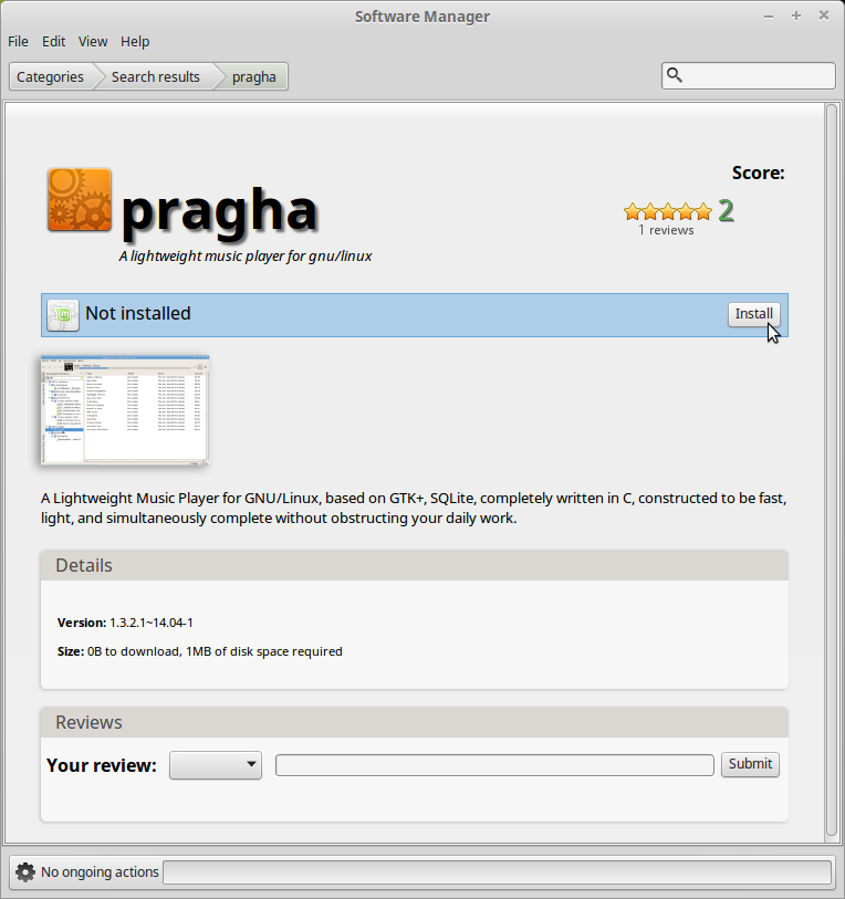 Click on the Install button to install Pragha